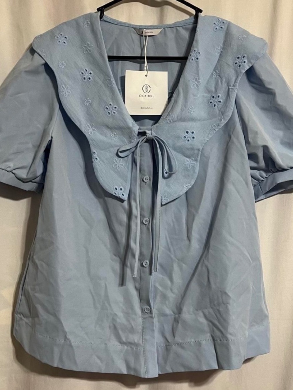 Women’s Cicy Bell Medium Baby Blue Blouse MM-908